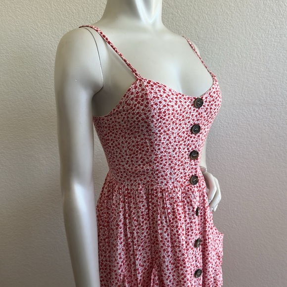 Oh Polly Red and White Midi Sundress Spaghetti Strap - Picture 6 of 7